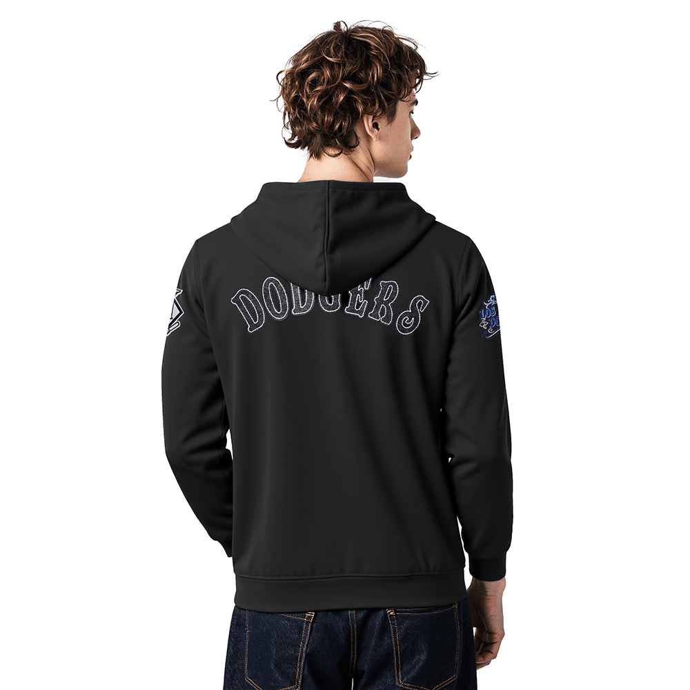 MLB LOS ANGELES DODGERS REBEL ATHLETICS MEN'S FLC PO HOODIE (BLACK)