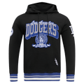 SUDADERA CON CAPUCHA Y CANALES PARA HOMBRE CON ESCUDO DEL EQUIPO MLB LOS ANGELES DODGERS (NEGRO/AZUL DODGER)