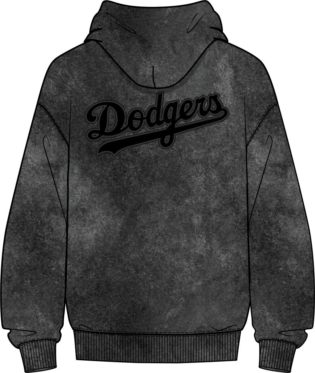 MLB LOS ANGELES DODGERS WASHED VANGUARD PARA HOMBRE LAVADO CON ENZIMAS HOMBROS CAÍDOS (NEGRO LAVADO)
