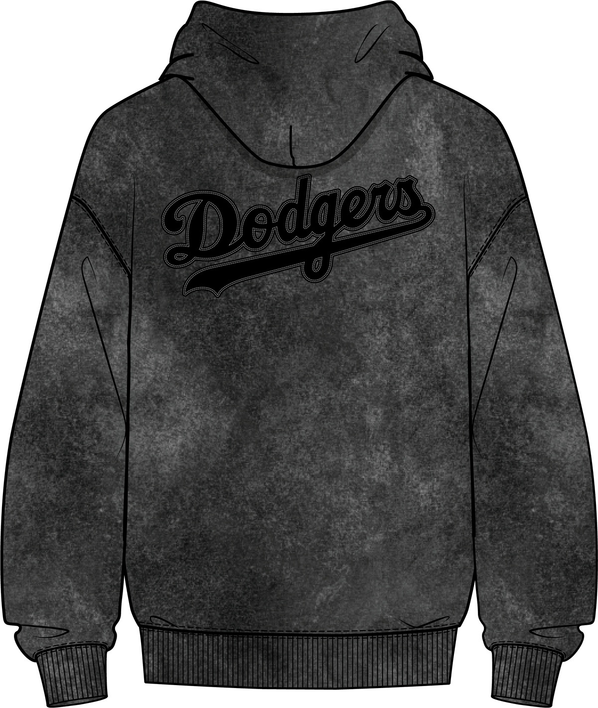 MLB LOS ANGELES DODGERS WASHED VANGUARD PARA HOMBRE LAVADO CON ENZIMAS HOMBROS CAÍDOS (NEGRO LAVADO)
