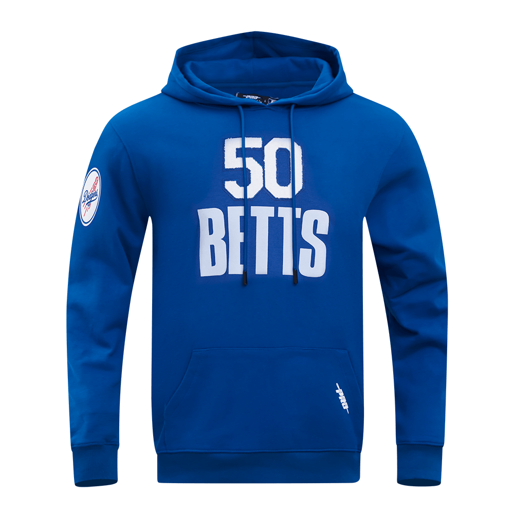 MLB LOS ANGELES DODGERS MOOKIE BETTS #50 CLASSIC MEN'S DOUBLE KNIT PULLOVER HOODIE (DODGER BLUE)