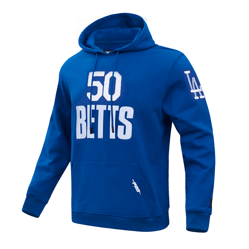 MLB LOS ANGELES DODGERS MOOKIE BETTS #50 CLASSIC MEN'S DOUBLE KNIT PULLOVER HOODIE (DODGER BLUE)