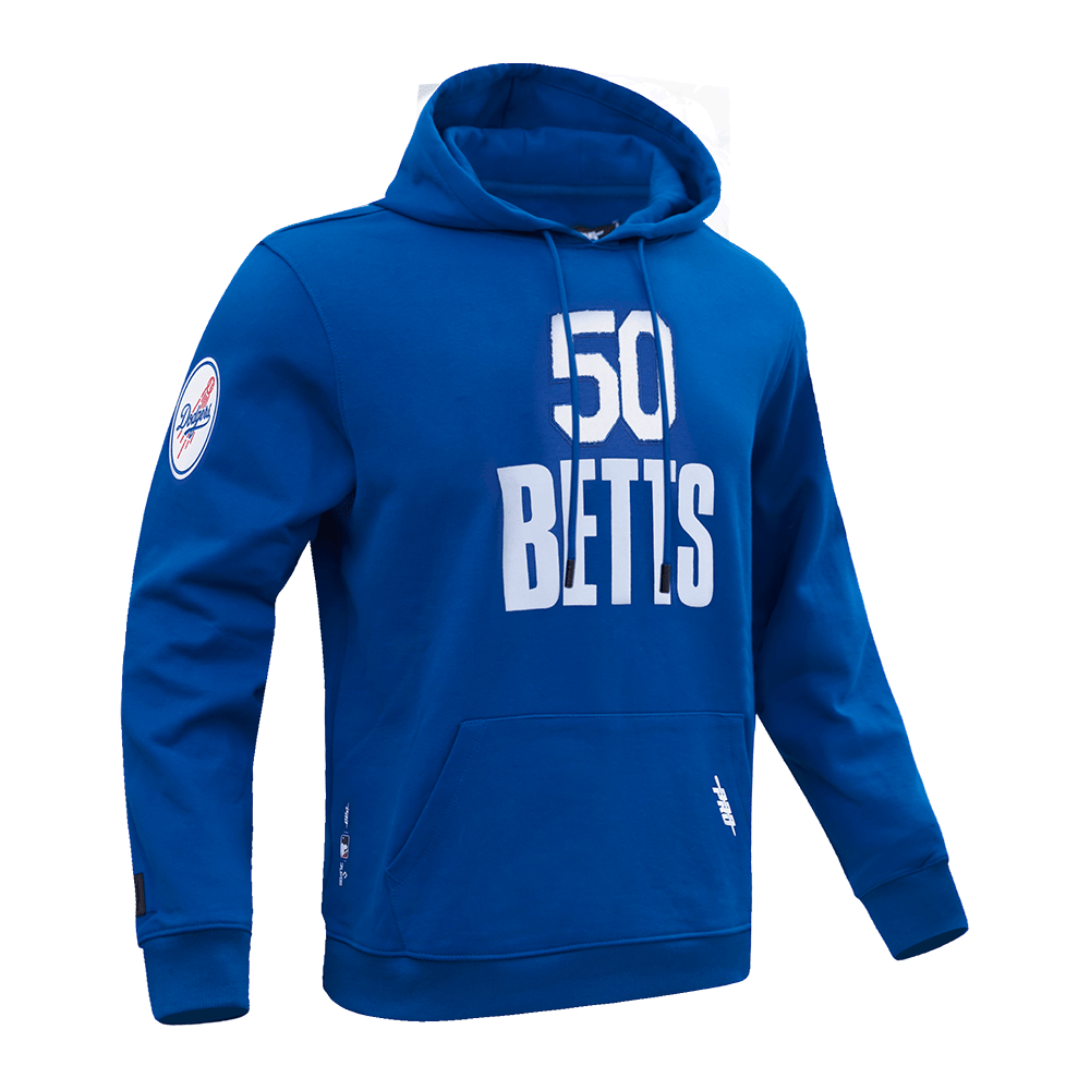 MLB LOS ANGELES DODGERS MOOKIE BETTS #50 CLASSIC MEN'S DOUBLE KNIT PULLOVER HOODIE (DODGER BLUE)