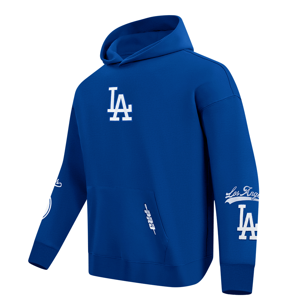 MLB LOS ANGELES DODGERS LIVING LARGE SUDADERA CON CAPUCHA FLC PARA HOMBRE CON HOMBROS CAÍDOS (AZUL DODGER)