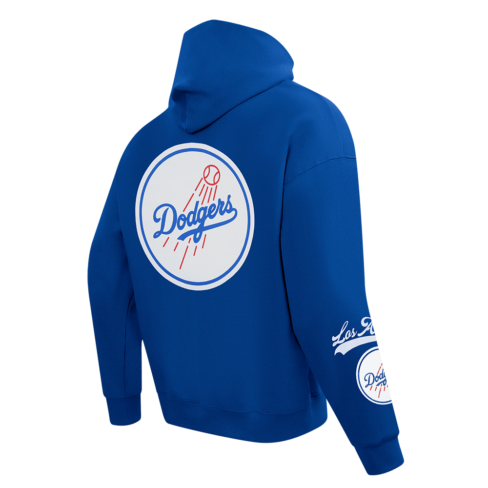 MLB LOS ANGELES DODGERS LIVING LARGE SUDADERA CON CAPUCHA FLC PARA HOMBRE CON HOMBROS CAÍDOS (AZUL DODGER)