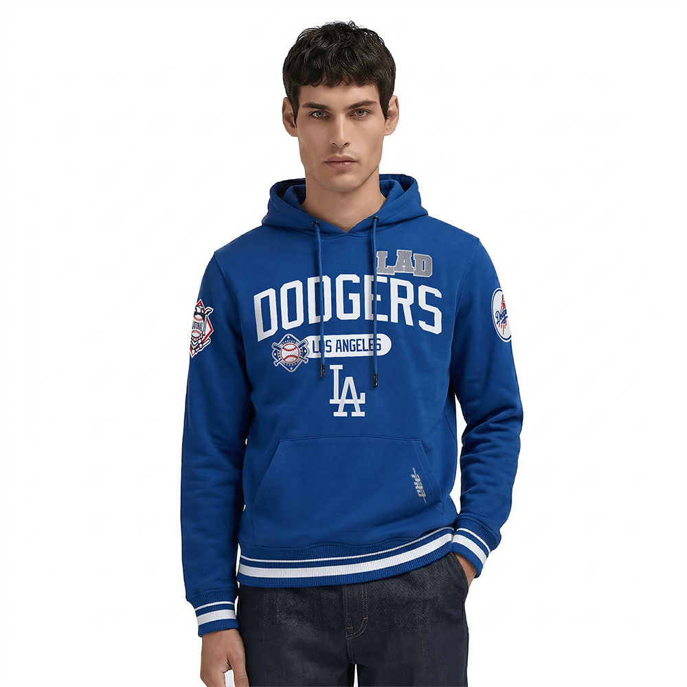 MLB LOS ANGELES DODGERS LETTERMAN MEN'S PULL OVER HOODIE (DODGER BLUE)