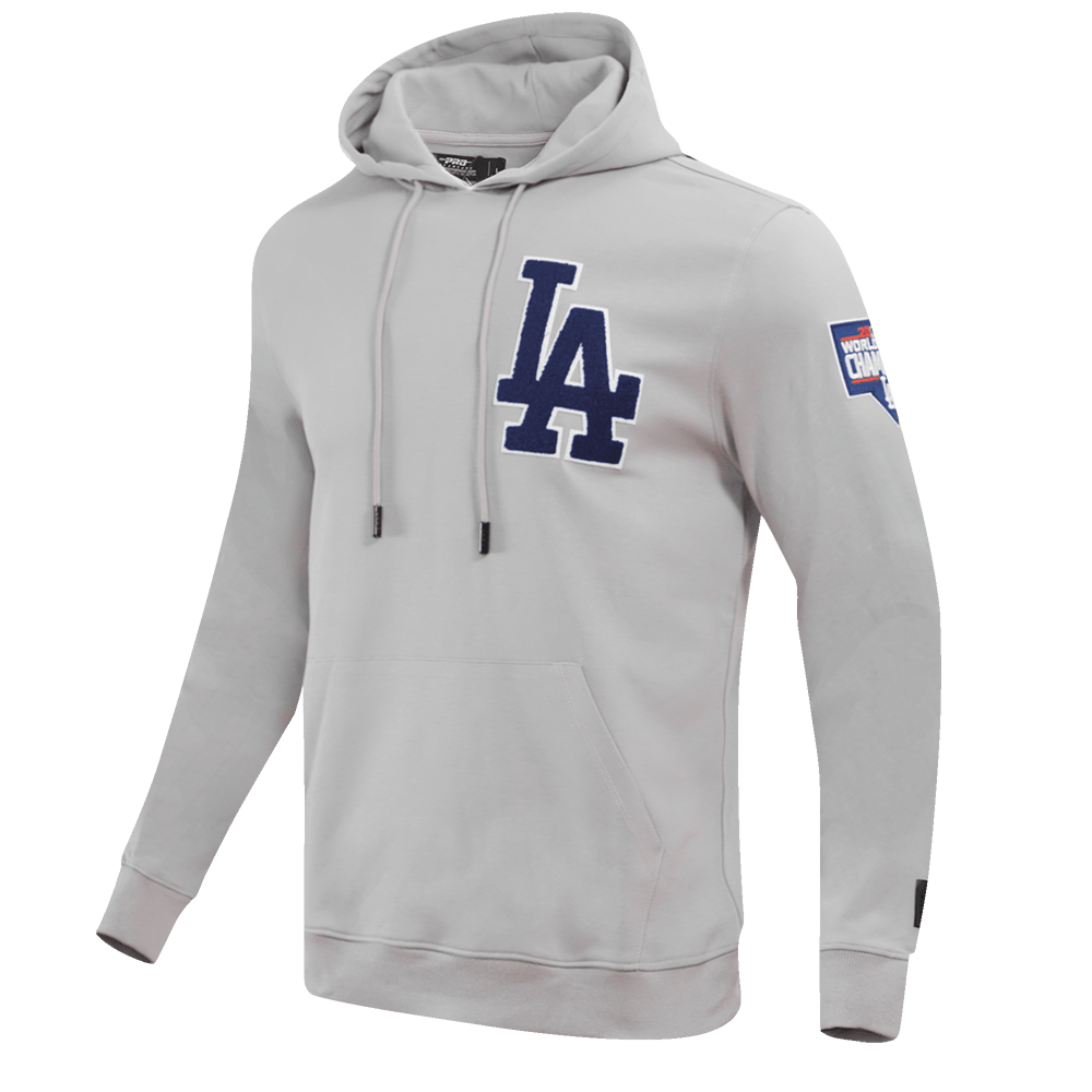 MLB LOS ANGELES DODGERS SUDADERA CON CAPUCHA CLÁSICA DE CHENILLA PARA HOMBRE (GRIS)