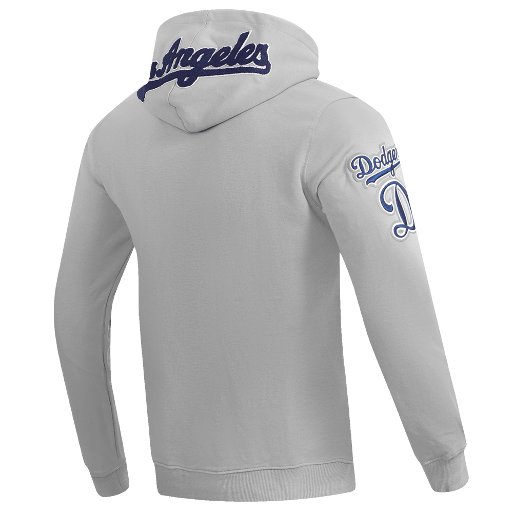 MLB LOS ANGELES DODGERS SUDADERA CON CAPUCHA CLÁSICA DE CHENILLA PARA HOMBRE (GRIS)