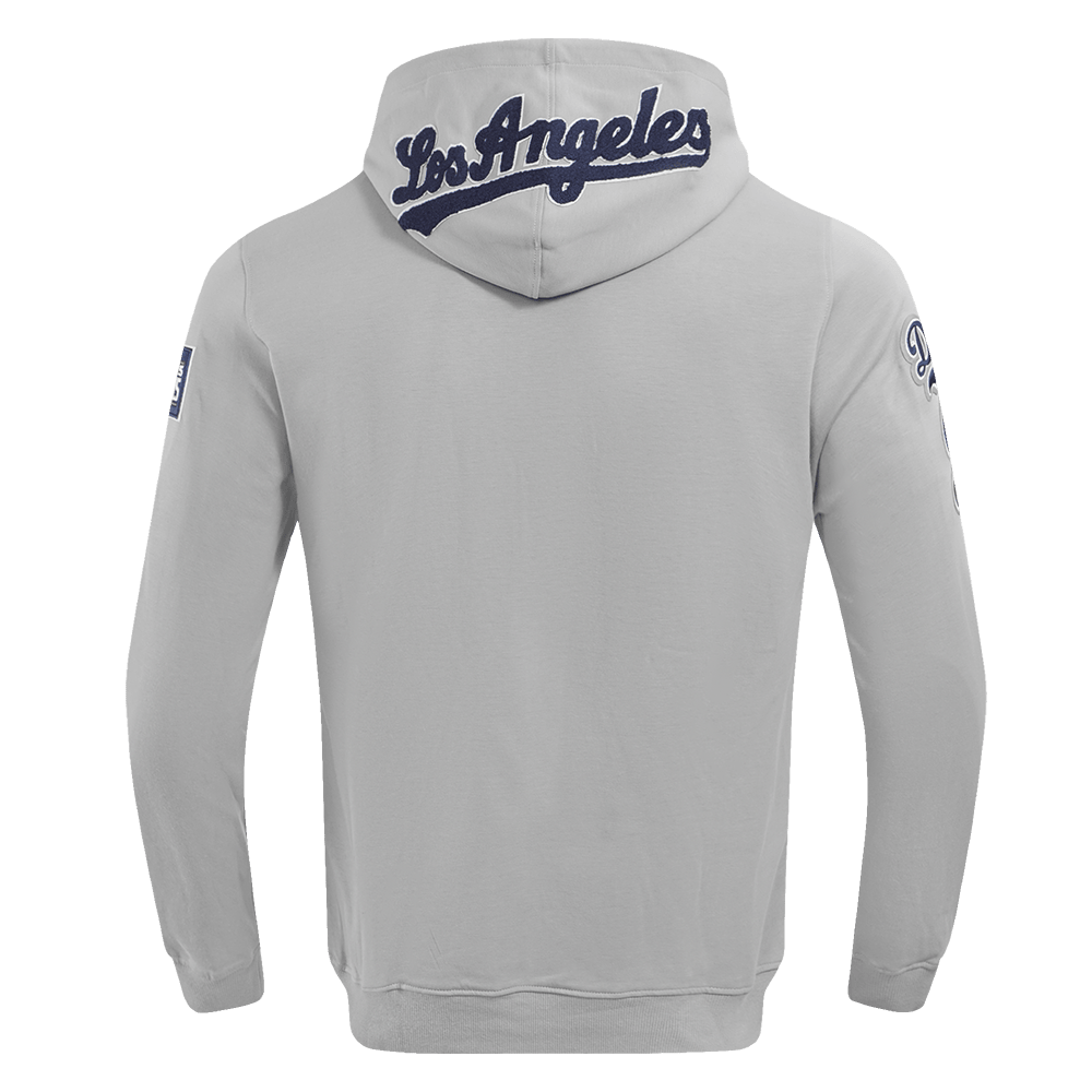 MLB LOS ANGELES DODGERS SUDADERA CON CAPUCHA CLÁSICA DE CHENILLA PARA HOMBRE (GRIS)