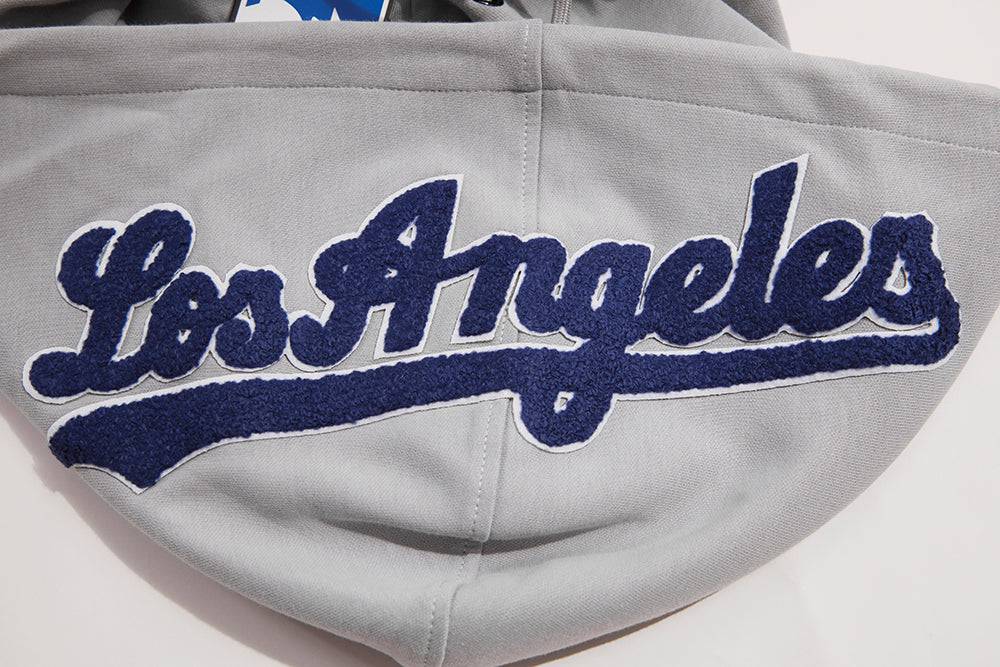 MLB LOS ANGELES DODGERS SUDADERA CON CAPUCHA CLÁSICA DE CHENILLA PARA HOMBRE (GRIS)