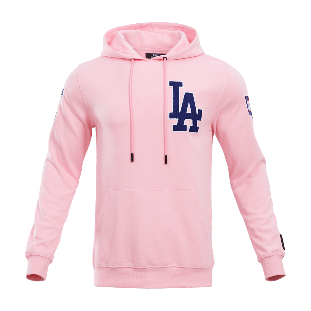 MLB LOS ANGELES DODGERS CLASSIC CHENILLE MEN'S PULLOVER HOODIE (PINK)