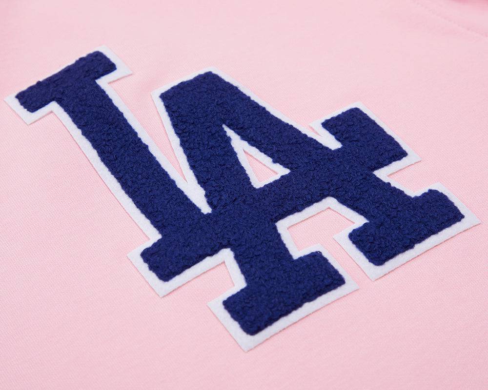 MLB LOS ANGELES DODGERS CLASSIC CHENILLE MEN'S PULLOVER HOODIE (PINK)
