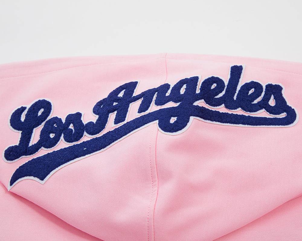 MLB LOS ANGELES DODGERS CLASSIC CHENILLE MEN'S PULLOVER HOODIE (PINK)