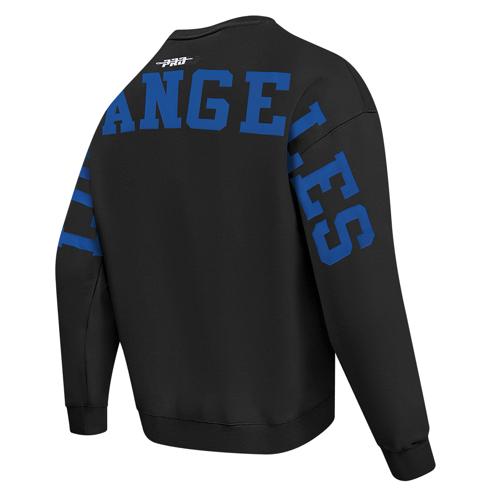 MLB LOS ANGELES DODGERS WINGSPAN MEN'S DROP SHOULDER FLC CREWNECK (BLACK/DODGER BLUE)