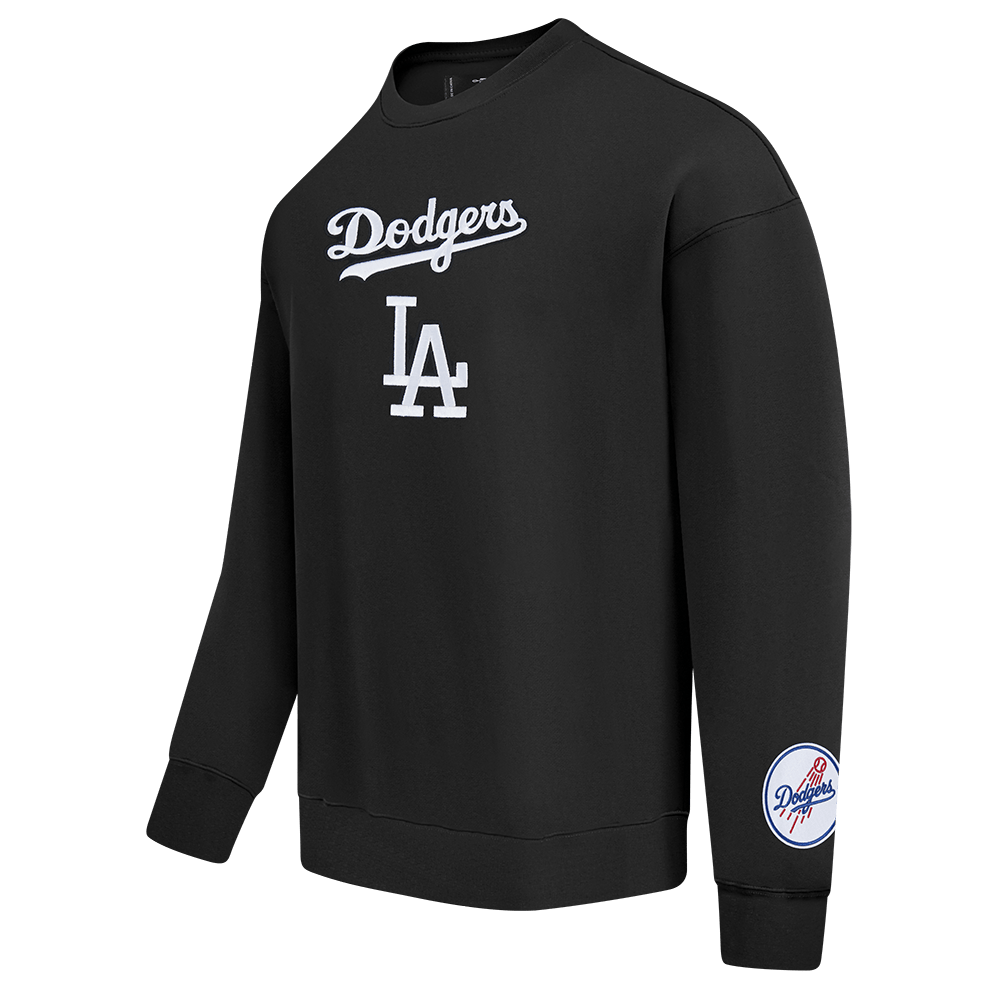 MLB LOS ANGELES DODGERS WINGSPAN MEN'S DROP SHOULDER FLC CREWNECK (BLACK)