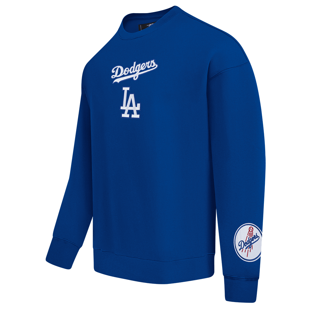 MLB LOS ANGELES DODGERS WINGSPAN SUECA DE FORRO POLAR CON CUELLO REDONDO Y HOMBROS CAÍDOS PARA HOMBRE (AZUL DODGER)