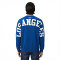 MLB LOS ANGELES DODGERS WINGSPAN SUECA DE FORRO POLAR CON CUELLO REDONDO Y HOMBROS CAÍDOS PARA HOMBRE (AZUL DODGER)