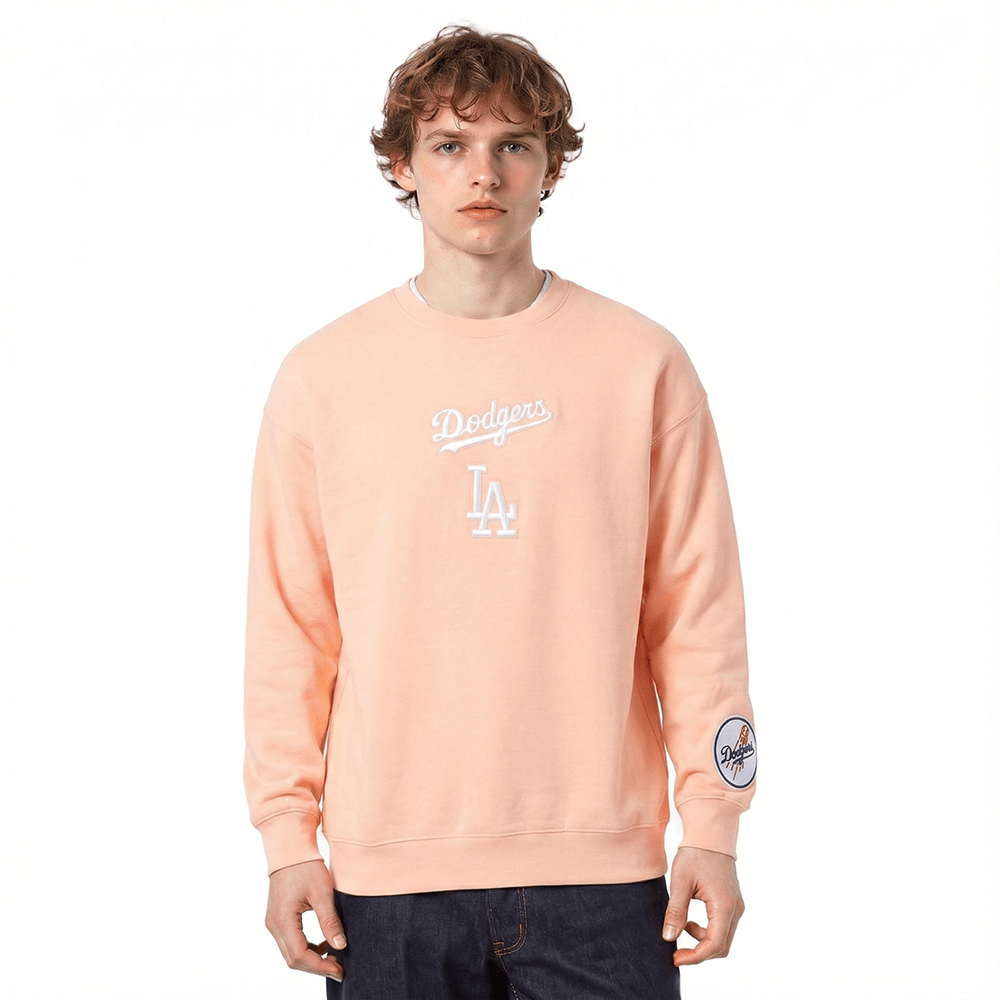MLB LOS ANGELES DODGERS WINGSPAN MEN'S DROP SHOULDER FLC CREWNECK (GUAVA)