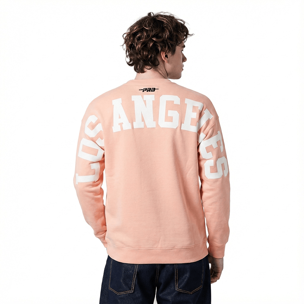 MLB LOS ANGELES DODGERS WINGSPAN MEN'S DROP SHOULDER FLC CREWNECK (GUAVA)