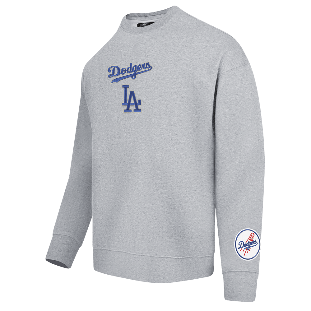 MLB LOS ANGELES DODGERS WINGSPAN MEN'S DROP SHOULDER FLC CREWNECK (DARK HEATHER GRAY)