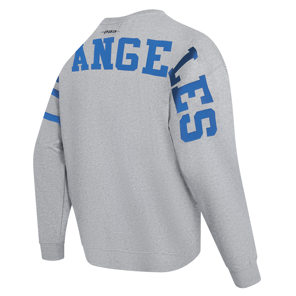 MLB LOS ANGELES DODGERS WINGSPAN MEN'S DROP SHOULDER FLC CREWNECK (DARK HEATHER GRAY)