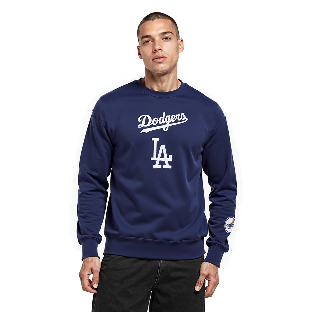 MLB LOS ANGELES DODGERS WINGSPAN MEN'S DROP SHOULDER FLC CREWNECK (MIDNIGHT NAVY)
