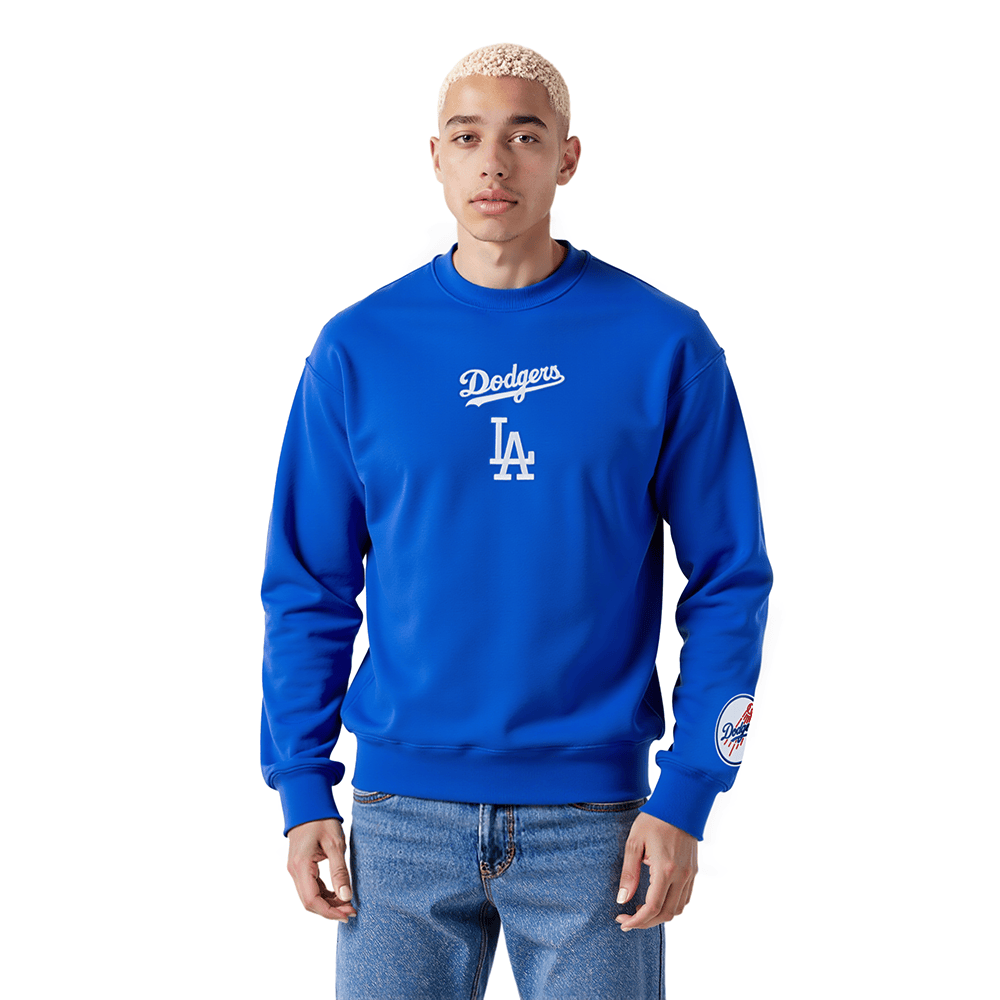 MLB LOS ANGELES DODGERS WINGSPAN MEN'S DROP SHOULDER FLC CREWNECK (ROYAL BLUE)