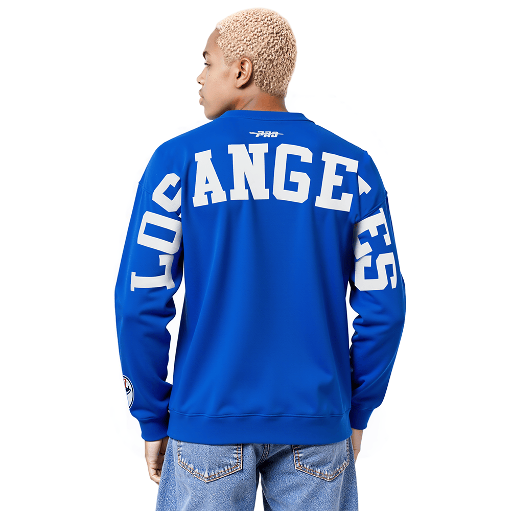 MLB LOS ANGELES DODGERS WINGSPAN MEN'S DROP SHOULDER FLC CREWNECK (ROYAL BLUE)