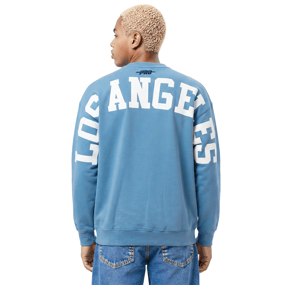 MLB LOS ANGELES DODGERS WINGSPAN MEN'S DROP SHOULDER FLC CREWNECK (STEEL BLUE)