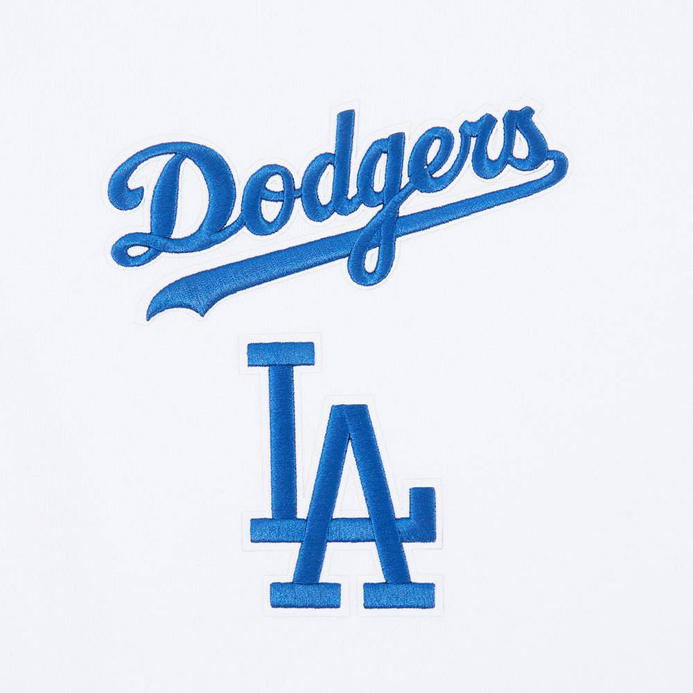 MLB LOS ANGELES DODGERS WINGSPAN SUECO DE FORRO POLAR CON CUELLO REDONDO Y HOMBROS CAÍDOS PARA HOMBRE (BLANCO)