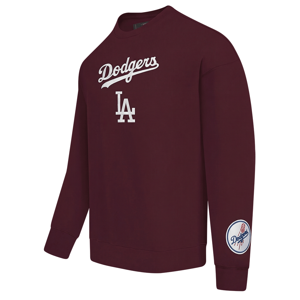 MLB LOS ANGELES DODGERS WINGSPAN MEN'S DROP SHOULDER FLC CREWNECK (WINE)