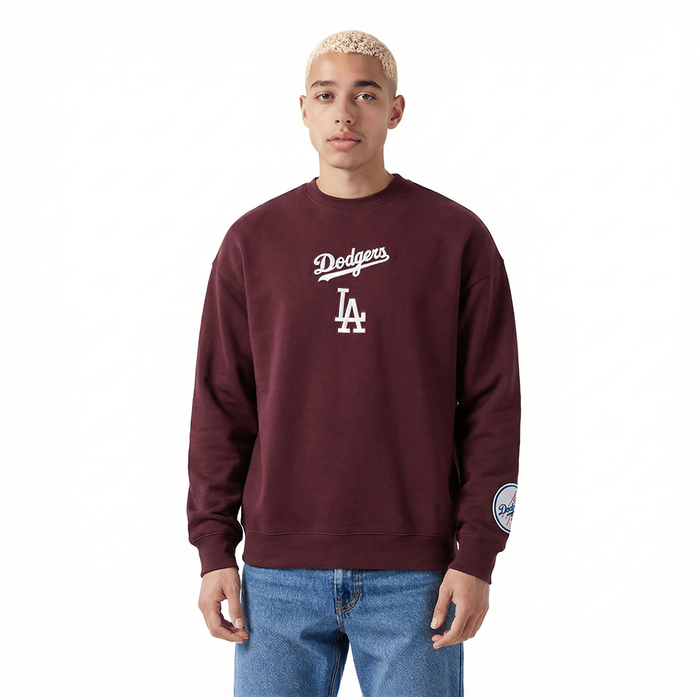 MLB LOS ANGELES DODGERS WINGSPAN MEN'S DROP SHOULDER FLC CREWNECK (WINE)