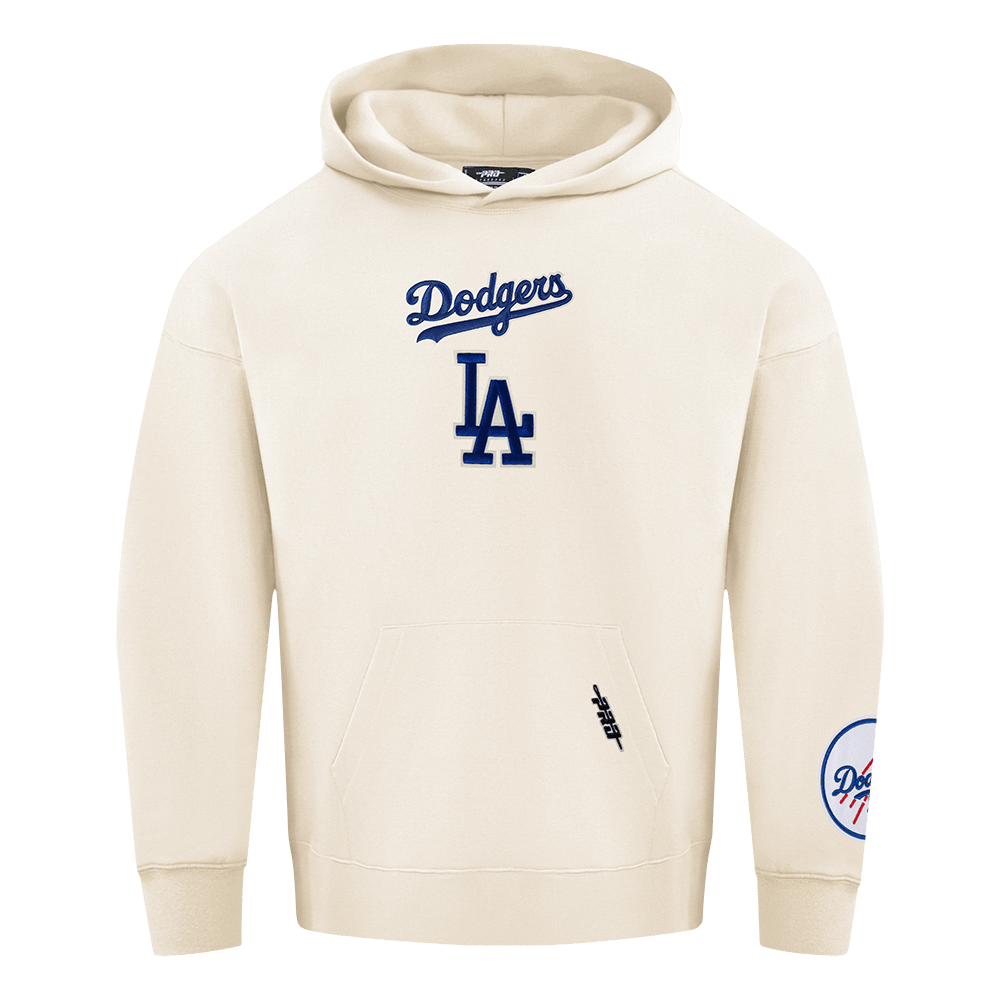 MLB LOS ANGELES DODGERS WINGSPAN MEN'S DROP SHOULDER FLC PO HOODIE V (EGGSHELL)
