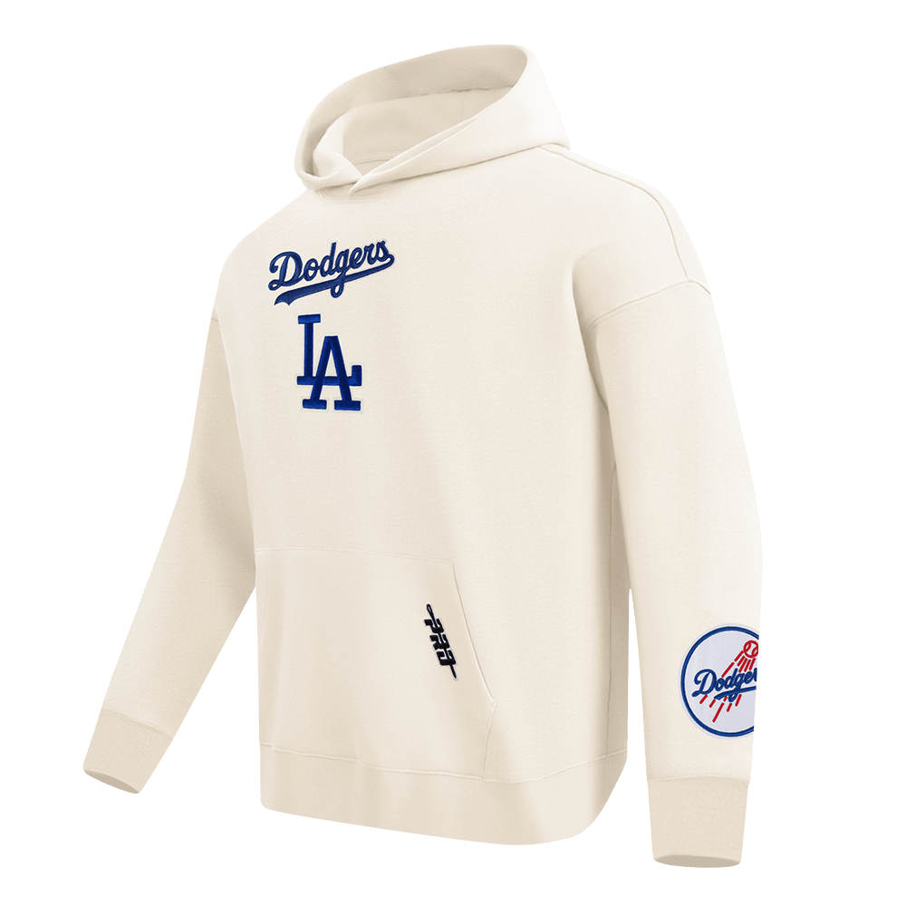 MLB LOS ANGELES DODGERS WINGSPAN MEN'S DROP SHOULDER FLC PO HOODIE V (EGGSHELL)