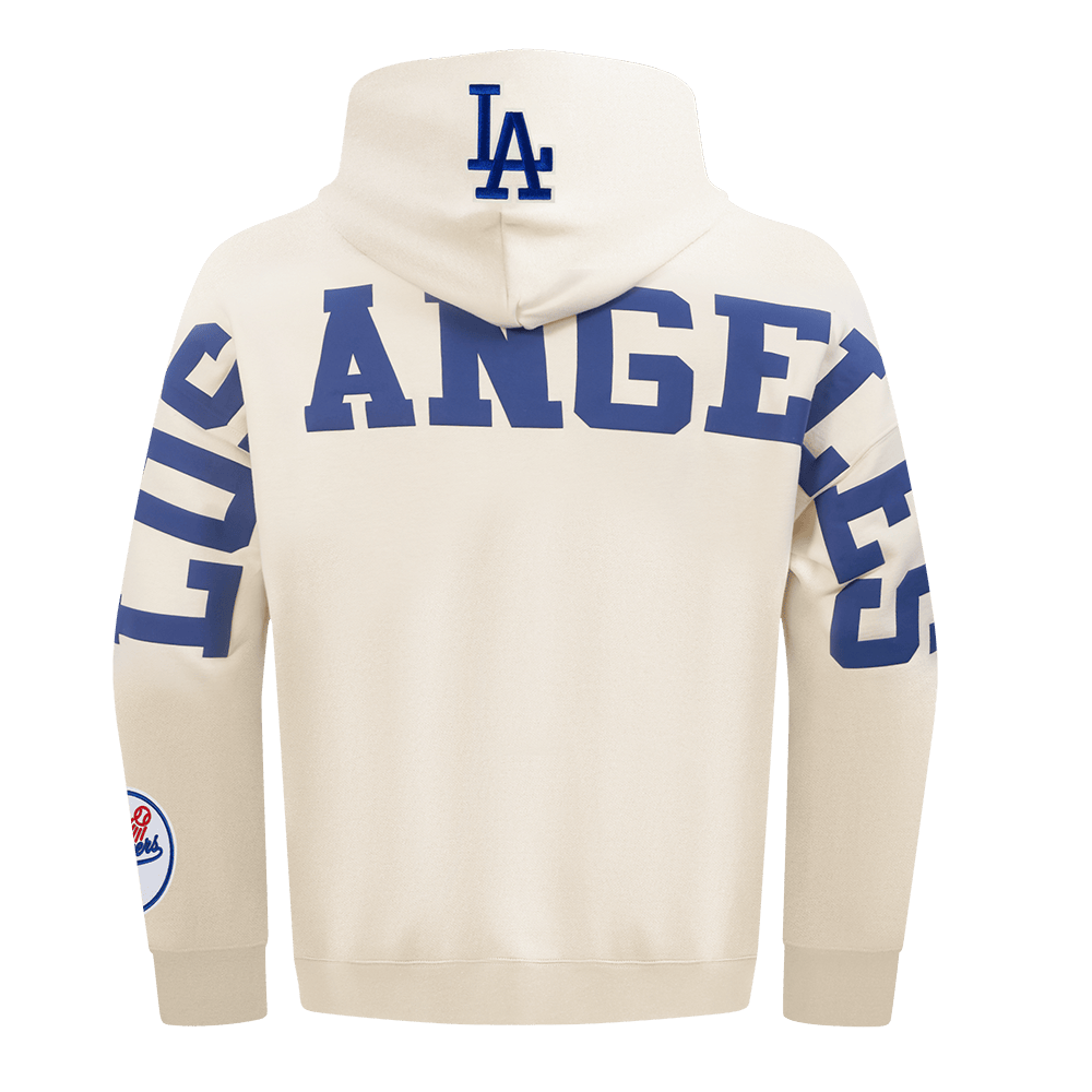 MLB LOS ANGELES DODGERS WINGSPAN MEN'S DROP SHOULDER FLC PO HOODIE V (EGGSHELL)