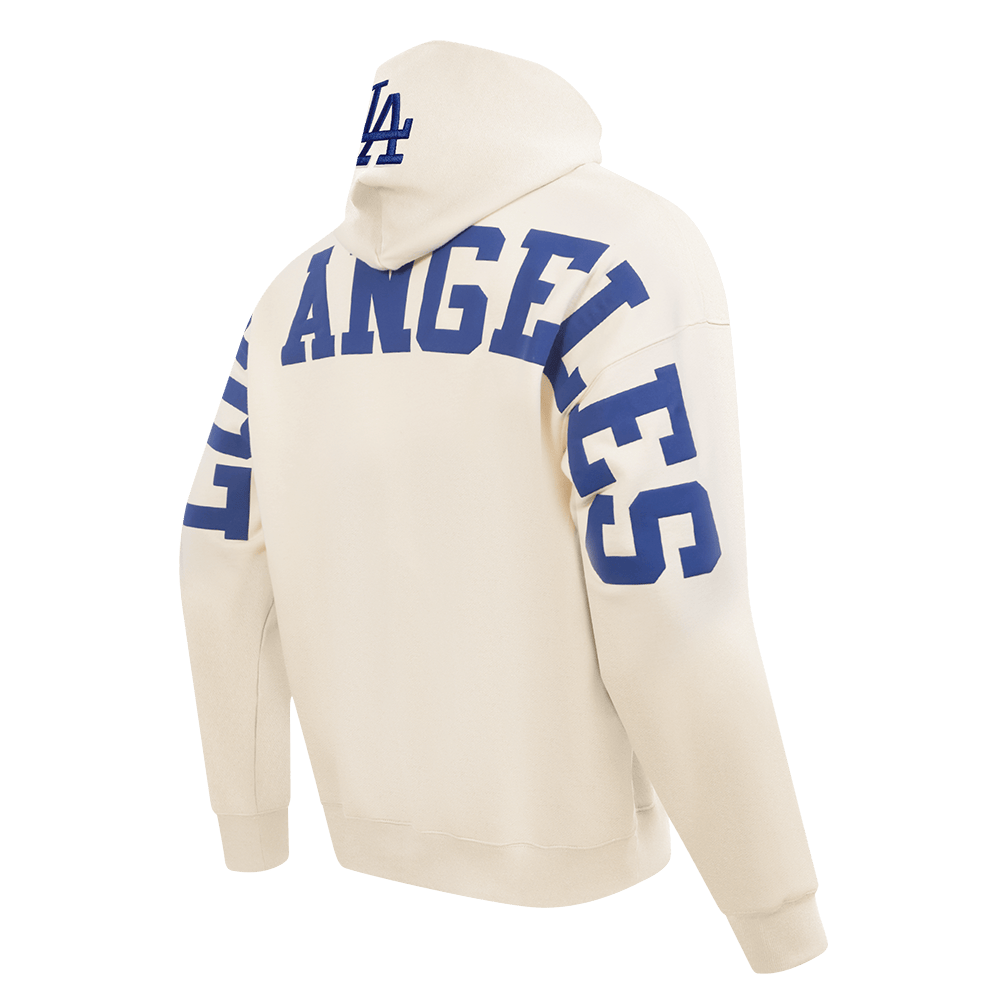 MLB LOS ANGELES DODGERS WINGSPAN MEN'S DROP SHOULDER FLC PO HOODIE V (EGGSHELL)