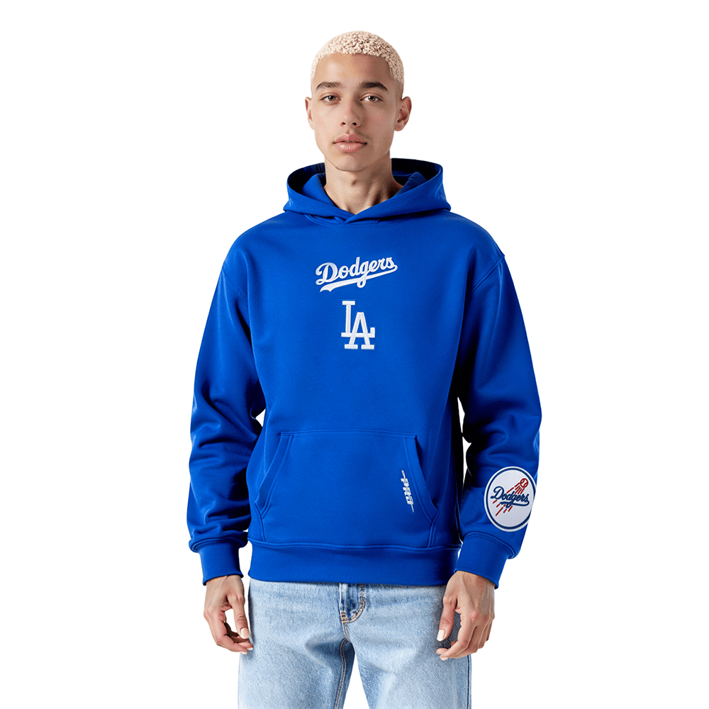 MLB LOS ANGELES DODGERS WINGSPAN MEN'S DROP SHOULDER FLC PO HOODIE V2 (ROYAL BLUE)