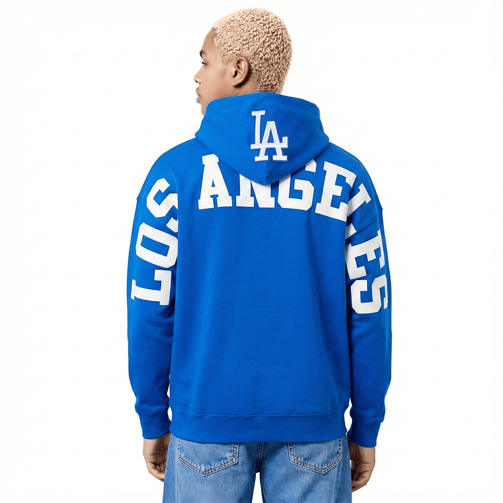 MLB LOS ANGELES DODGERS WINGSPAN MEN'S DROP SHOULDER FLC PO HOODIE V2 (ROYAL BLUE)