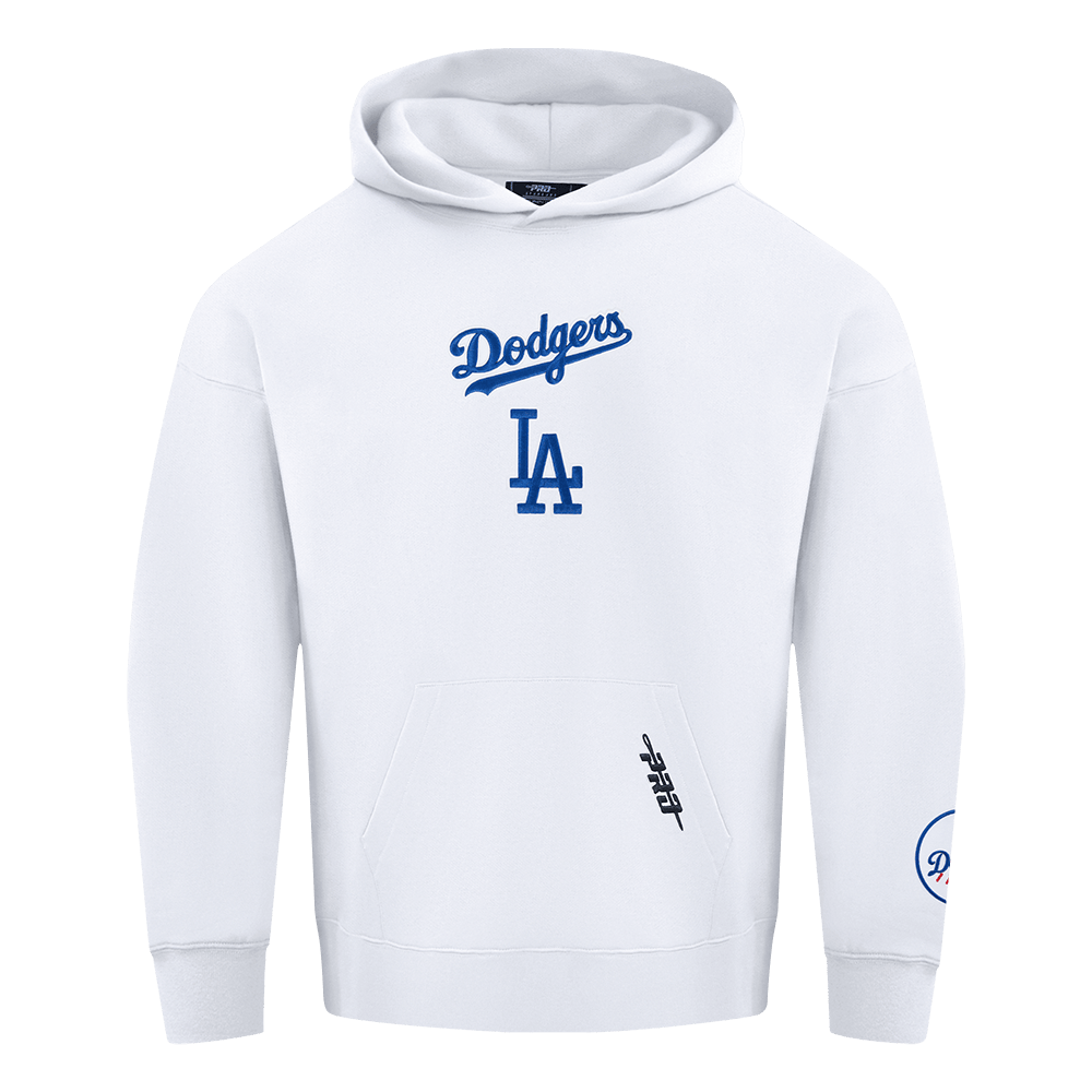 MLB LOS ANGELES DODGERS WINGSPAN SUDADERA CON CAPUCHA FLC PO PARA HOMBRE DE HOMBROS CAÍDOS V2 (BLANCA)