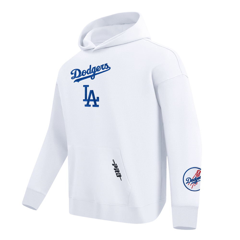 MLB LOS ANGELES DODGERS WINGSPAN SUDADERA CON CAPUCHA FLC PO PARA HOMBRE DE HOMBROS CAÍDOS V2 (BLANCA)