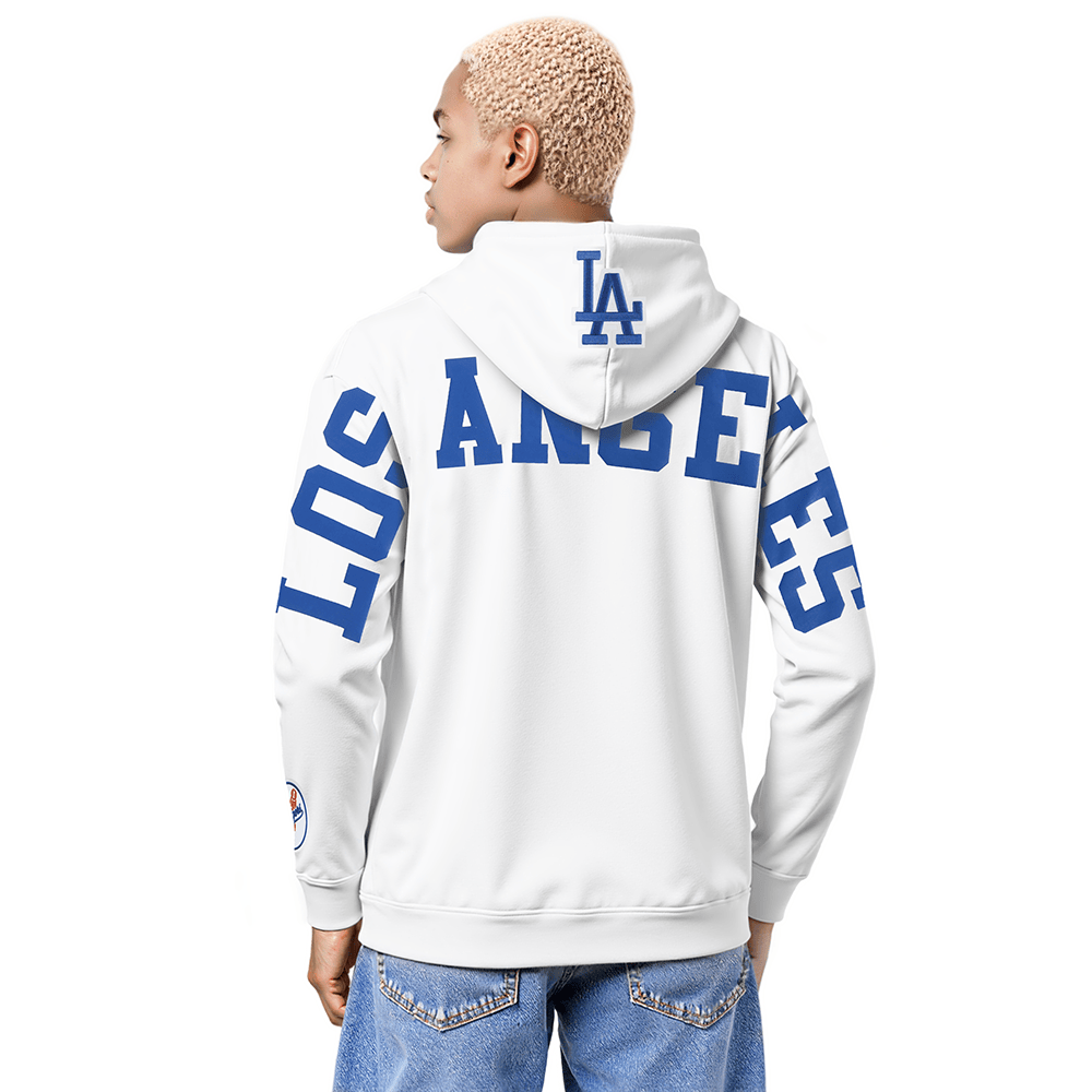 MLB LOS ANGELES DODGERS WINGSPAN SUDADERA CON CAPUCHA FLC PO PARA HOMBRE DE HOMBROS CAÍDOS V2 (BLANCA)