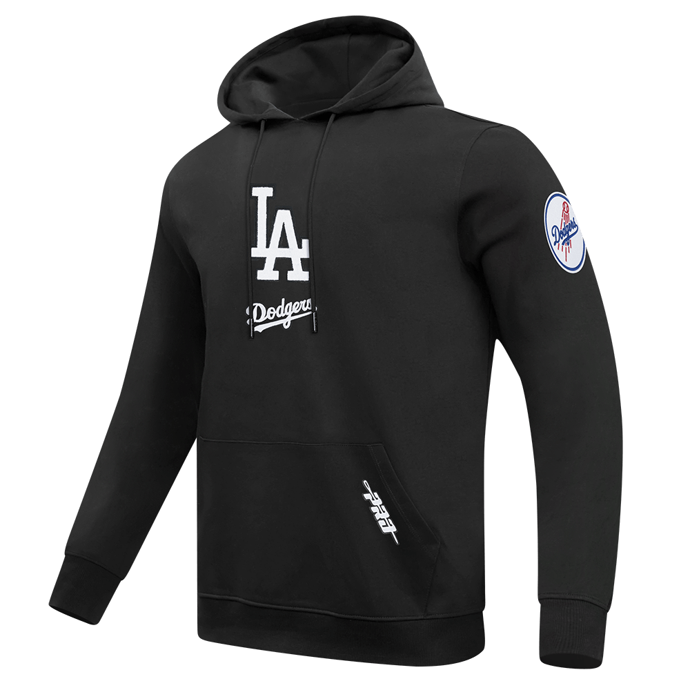 MLB LOS ANGELES DODGERS CLASSIC CHENILLE MEN'S DK PO HOODIE (BLACK)