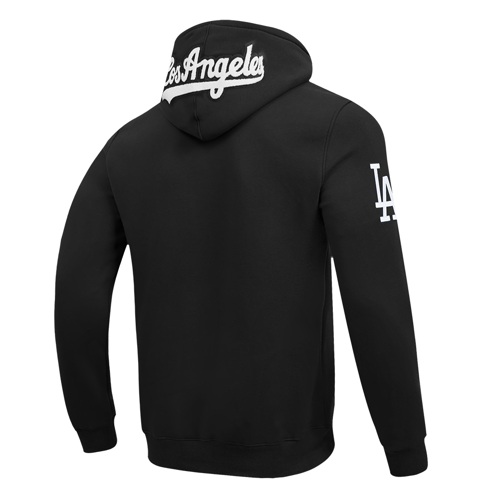MLB LOS ANGELES DODGERS CLASSIC CHENILLE MEN'S DK PO HOODIE (BLACK)