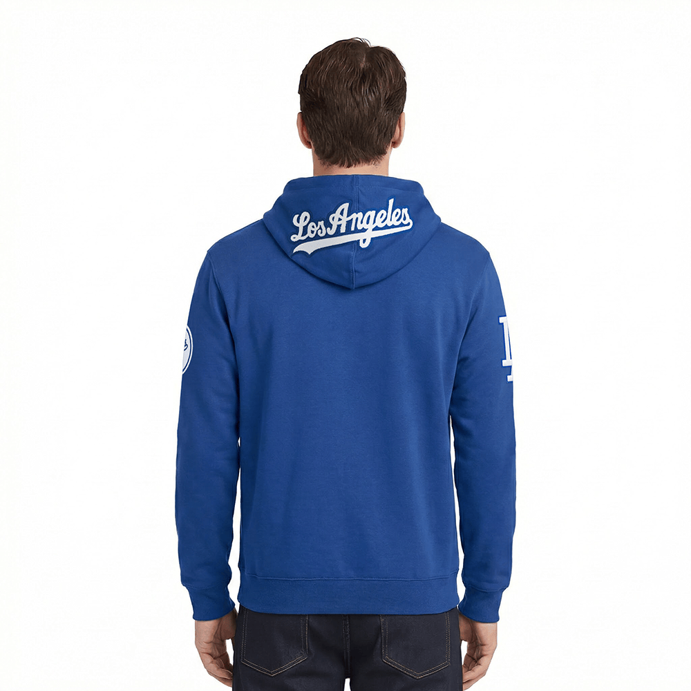 MLB LOS ANGELES DODGERS SUDADERA CON CAPUCHA DK PO DE CHENILLA CLÁSICA PARA HOMBRE (AZUL DODGER)