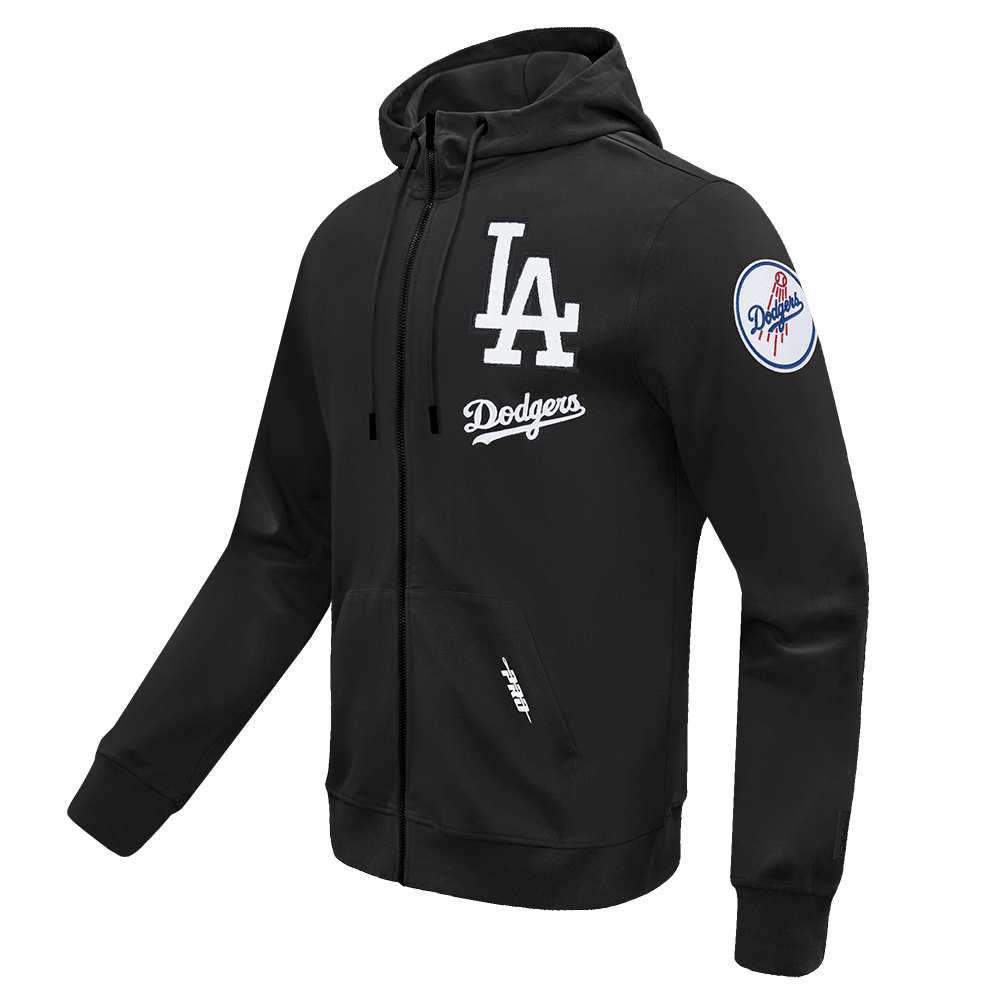 MLB LOS ANGELES DODGERS CLASSIC CHENILLE MEN'S DK FZ HOODIE (BLACK)