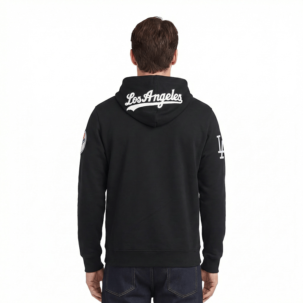 MLB LOS ANGELES DODGERS CLASSIC CHENILLE MEN'S DK FZ HOODIE (BLACK)