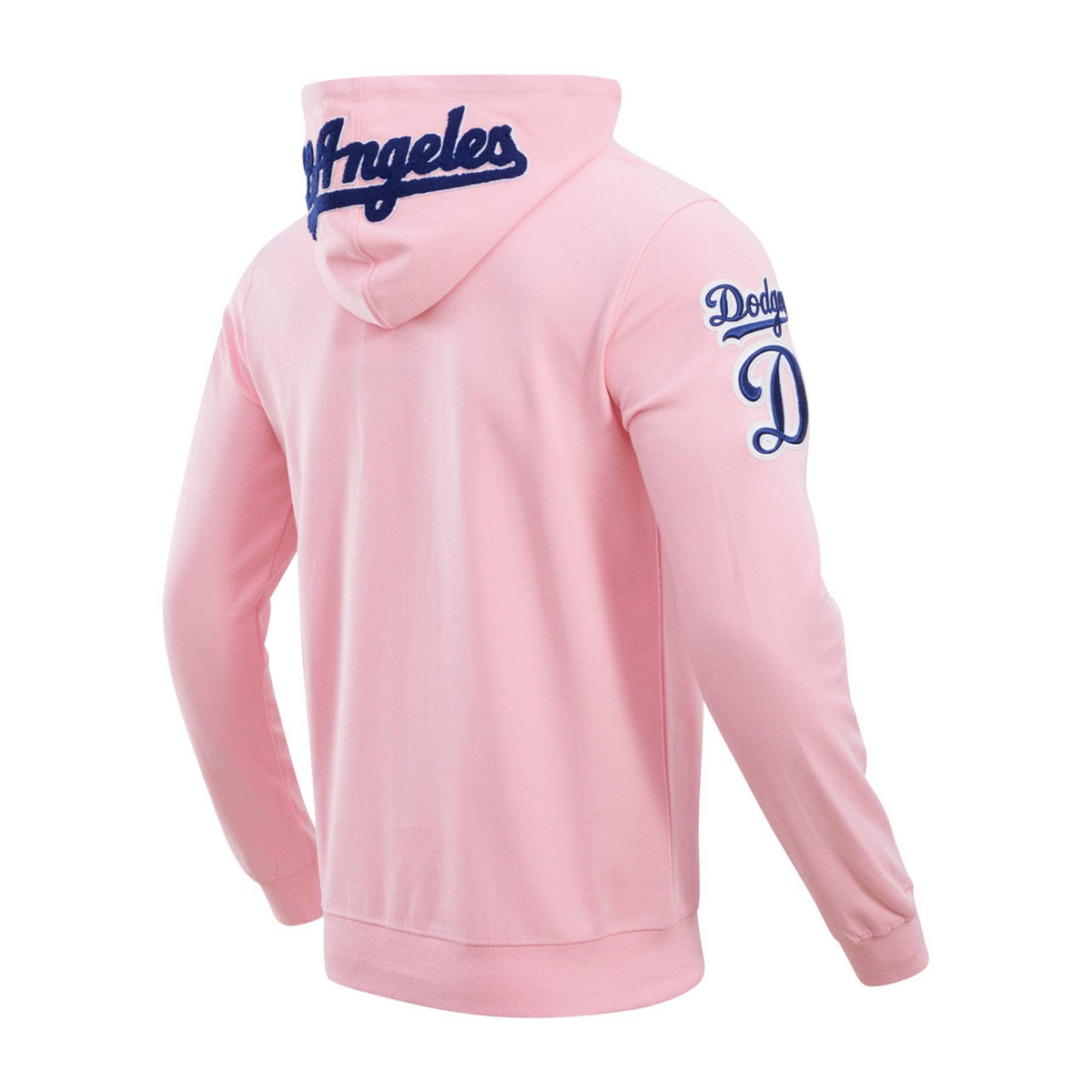 MLB LOS ANGELES DODGERS CLASSIC CHENILLE MEN'S FULL ZIP PULLOVER HOODIE (PINK)
