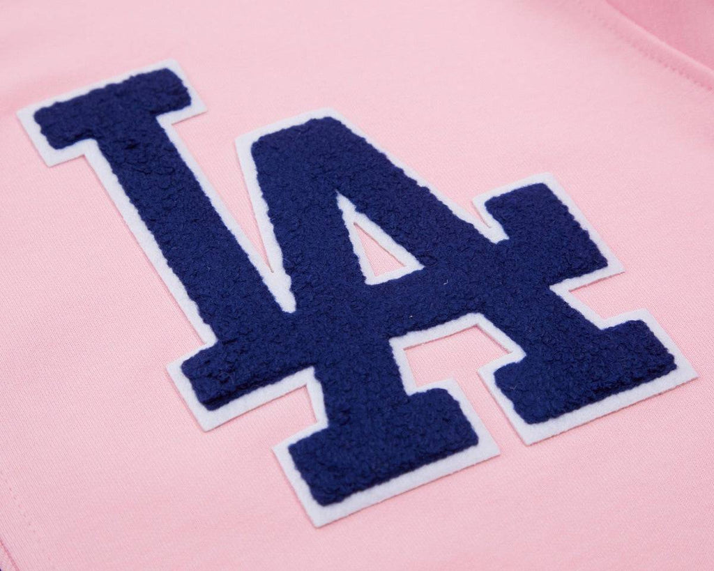 MLB LOS ANGELES DODGERS CLASSIC CHENILLE MEN'S FULL ZIP PULLOVER HOODIE (PINK)