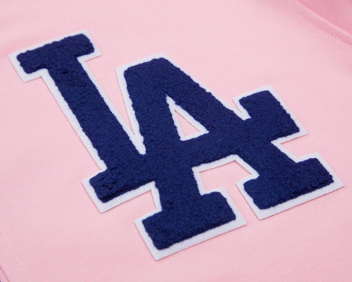 MLB LOS ANGELES DODGERS CLASSIC CHENILLE MEN'S FULL ZIP PULLOVER HOODIE (PINK)