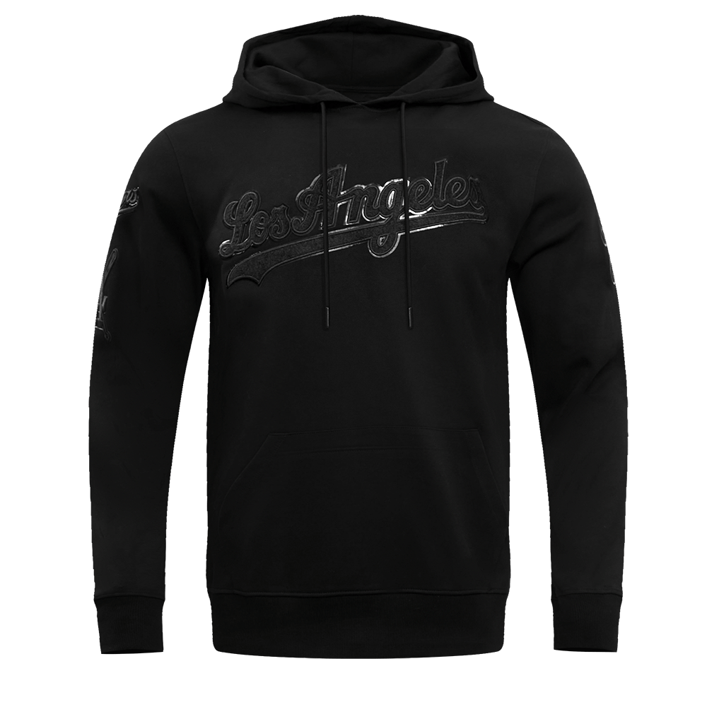 MLB LOS ANGELES DODGERS TRIPLE BLACK LOGO MEN'S PULLOVER HOODIE (BLACK)